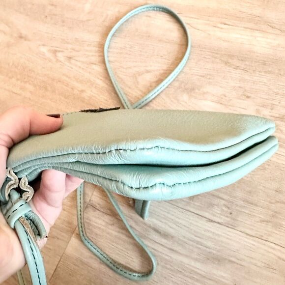 Artisan Handmade Aqua Genuine Leather Small Crossbody Purse - Made In The USA - Picture 10 of 11